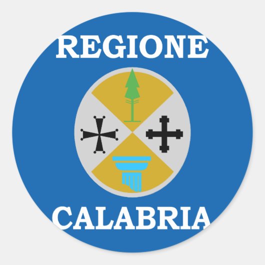 Sticker Rond Drapeau de la Calabre, Italie (Devant)