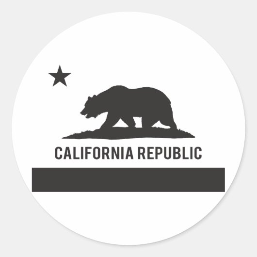 Sticker Rond Drapeau de la Californie - Noir (Devant)