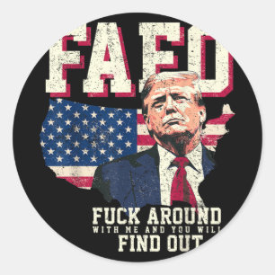 Sticker Rond Drapeau de la carte américaine Fafo Trump Us