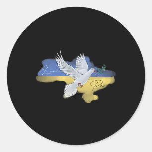 Sticker Rond Drapeau de la colombe de la paix ukrainienne Coule