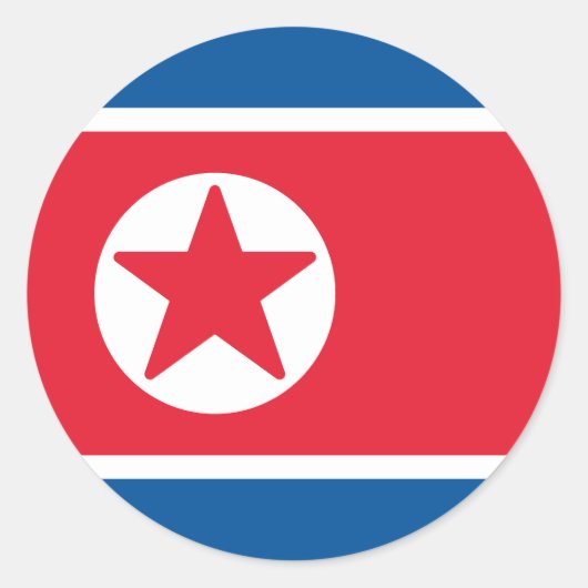 Sticker Rond Drapeau de la Corée du Nord (Devant)