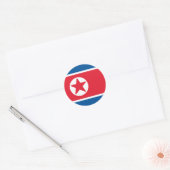 Sticker Rond Drapeau de la Corée du Nord (Enveloppe)