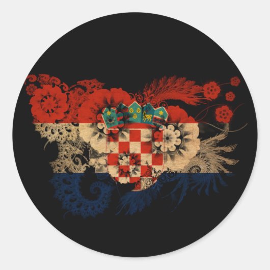 Sticker Rond Drapeau de la Croatie (Devant)