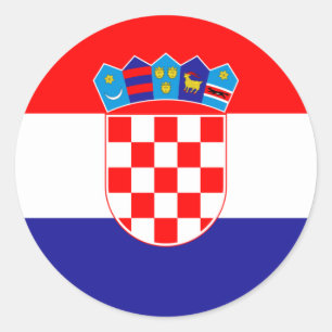 Sticker Rond Drapeau de la Croatie/Croate/Croate