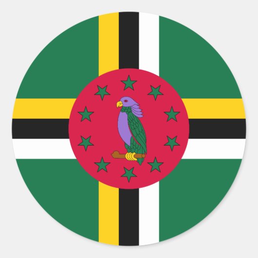 Sticker Rond Drapeau de la Dominique (Devant)