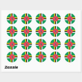 Sticker Rond Drapeau de la Dominique (Feuille)