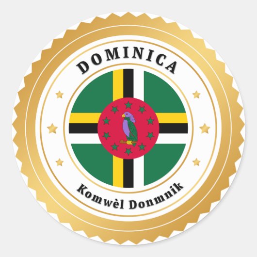 Sticker Rond Drapeau de la Dominique (Devant)