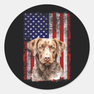 Sticker Rond Drapeau de la fête du 4 juillet pour amateur de ch