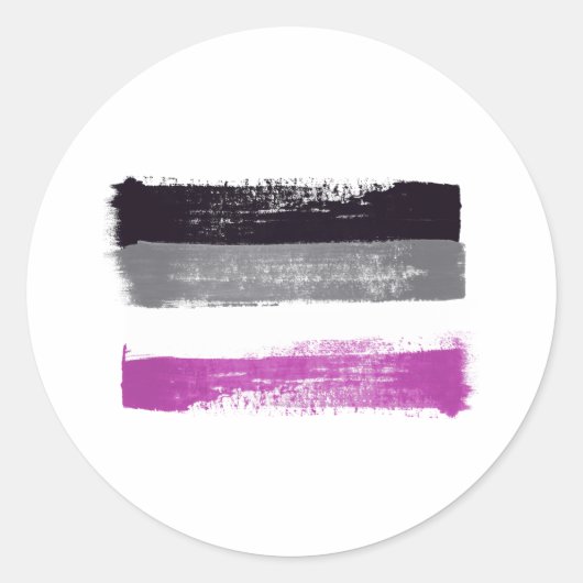 Sticker Rond Drapeau de la fierté asexuée peint (Devant)