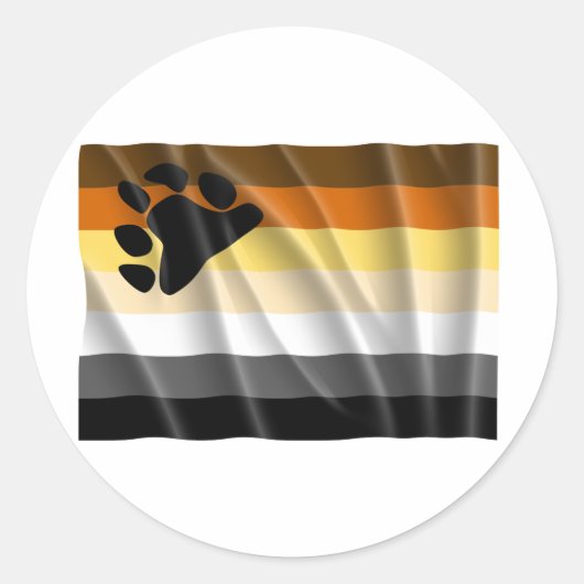 Sticker Rond Drapeau de la fierté de l'ours brun (Devant)