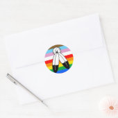 Sticker Rond Drapeau de la Fierté de Progrès LGBTQ+ (Enveloppe)