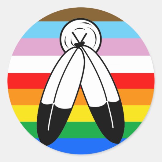 Sticker Rond Drapeau de la fierté de progrès LGBTQ+ (Devant)