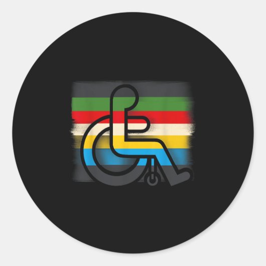 Sticker Rond Drapeau de la fierté d'invalidité Juillet Mois de (Devant)