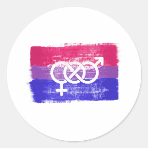 Sticker Rond Drapeau de la fierté du symbole bisexuel peint