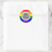 Sticker Rond Drapeau de la fierté gay Cool Soyez vous (Sac)