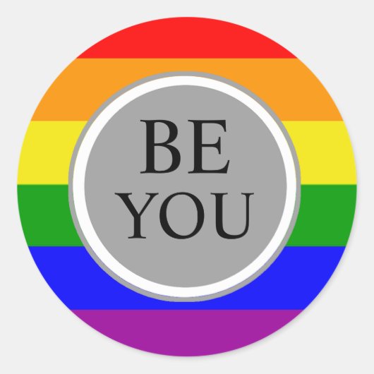 Sticker Rond Drapeau de la fierté gay Cool Soyez vous (Devant)