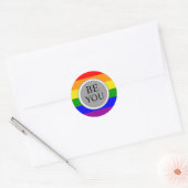 Sticker Rond Drapeau de la fierté gay Cool Soyez vous (Enveloppe)