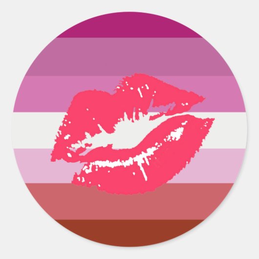 Sticker Rond Drapeau de la fierté lesbienne (Devant)