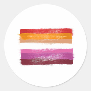 Sticker Rond Drapeau de la fierté lesbienne peint avec des band
