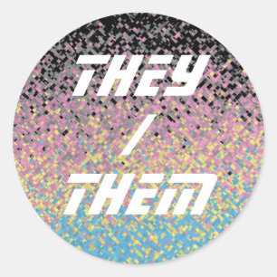 Sticker Rond Drapeau de la Fierté Polygenre Pixellée Trippy