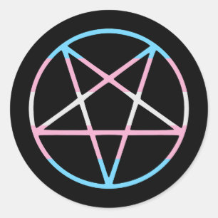 Sticker Rond drapeau de la fierté trans gay pentagramme transge