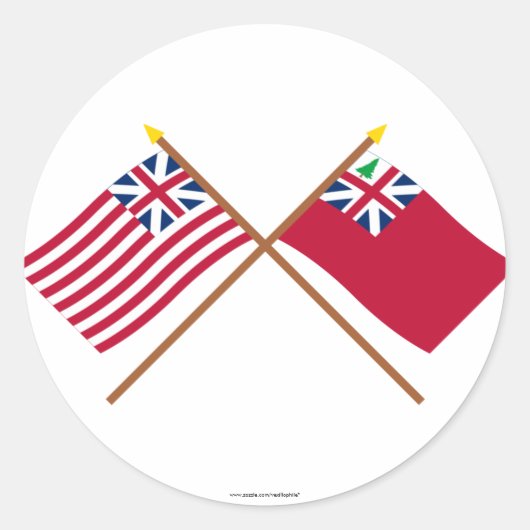 Sticker Rond Drapeau de la grande Union traversée et panneau ro (Devant)