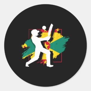 Sticker Rond Drapeau de la Grenade Silhouette de cricket grenad