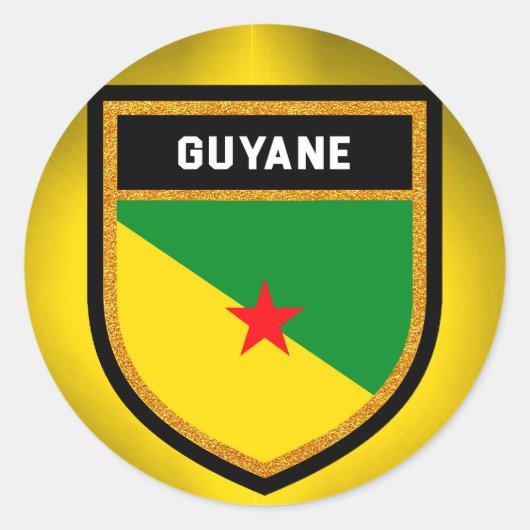 Sticker Rond Drapeau de la Guyane (Devant)
