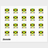 Sticker Rond Drapeau de la Jamaïque & Mot (Feuille)