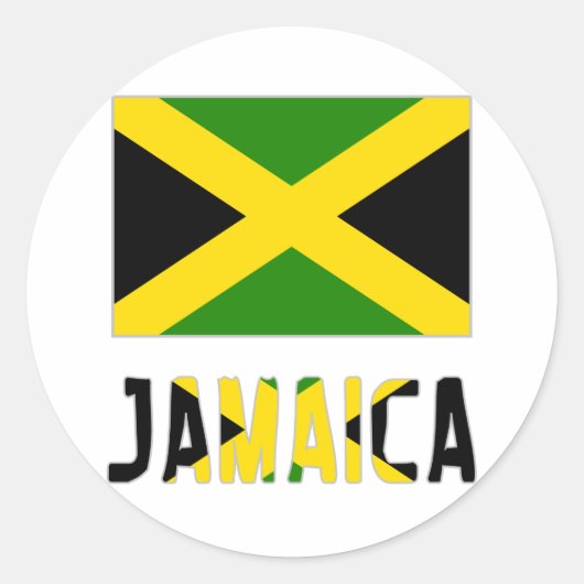 Sticker Rond Drapeau de la Jamaïque & Mot (Devant)