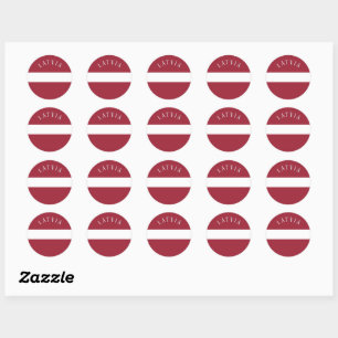 Sticker Rond Drapeau de la Lettonie (avec texte modifiable)