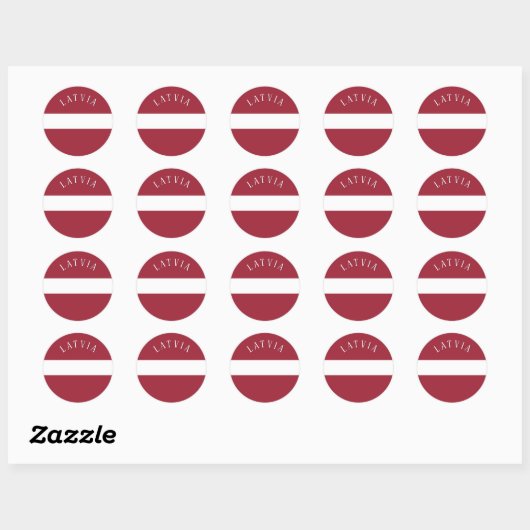 Sticker Rond Drapeau de la Lettonie (avec texte modifiable) (Feuille)