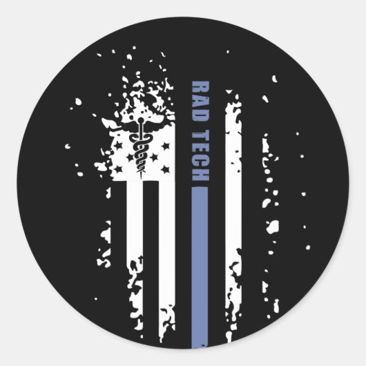 Sticker Rond Drapeau de la ligne bleue américaine (Devant)