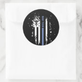 Sticker Rond Drapeau de la ligne bleue américaine (Sac)