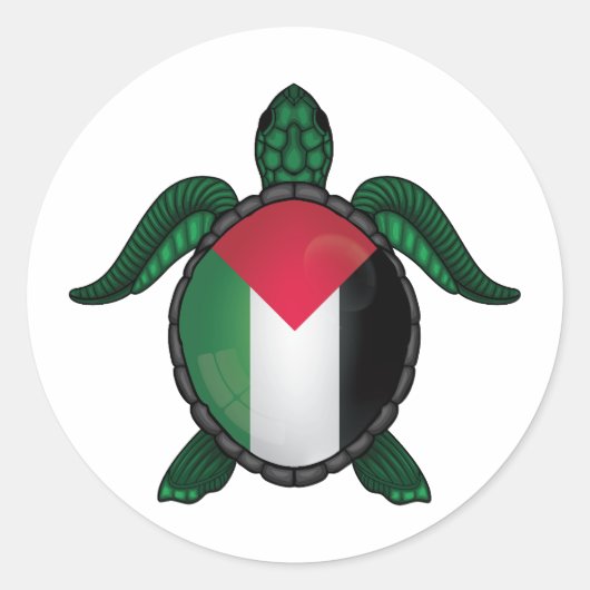 Sticker Rond Drapeau de la mer de Palestine (Devant)