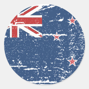 Sticker Rond Drapeau de la Nouvelle-Zélande vintage