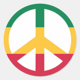 Sticker Rond Drapeau de la paix reggae
