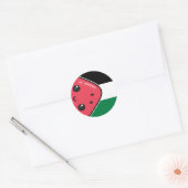 Sticker Rond Drapeau de la Palestine mignonne avec Palestin san (Enveloppe)