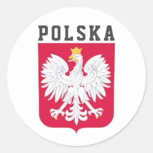 Sticker Rond Drapeau de la Pologne (avec armoiries)