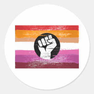 Sticker Rond Drapeau de la protestation peinte par lesbienne