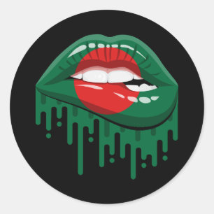 Sticker Rond Drapeau de la racine de la fierté des lèvres du Ba
