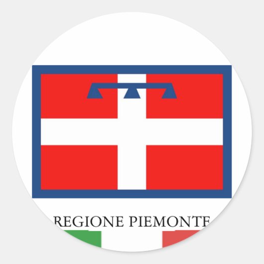 Sticker Rond Drapeau de la région de Piemonte (Devant)
