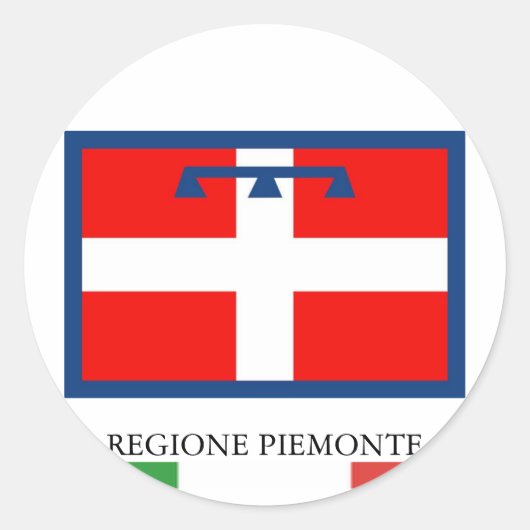 Sticker Rond Drapeau de la région de Piemonte (Devant)
