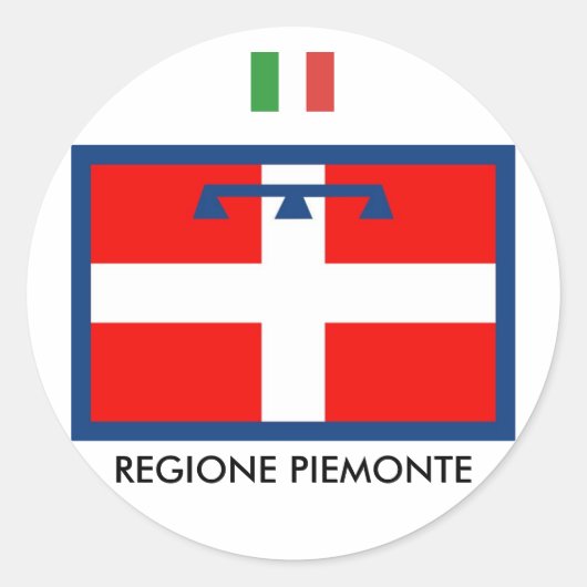 Sticker Rond Drapeau de la région de Piemonte (Devant)