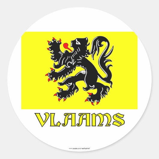 Sticker Rond Drapeau de la région Flandre avec nom (Devant)