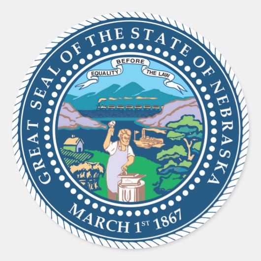 Sticker Rond drapeau de la république de l'état du Nebraska (Devant)
