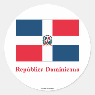 Sticker Rond Drapeau de la République Dominicaine avec le nom