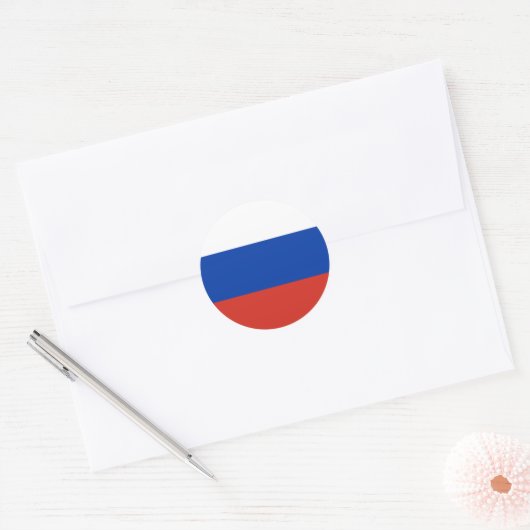 Sticker Rond Drapeau de la Russie (Enveloppe)