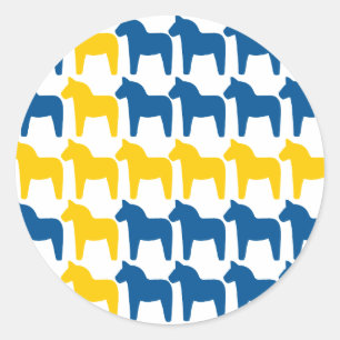 Sticker Rond Drapeau de la Suède de cheval de Dala