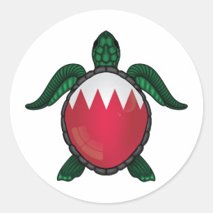 Sticker Rond Drapeau de la tortue de Bahreïn classique rond aut